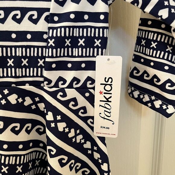 Fabkids Blue and White Nordic Print Skater Dress Girls Size Medium 8 NWT - Picture 5 of 10
